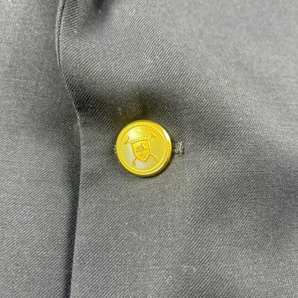 Lauren Ralph Lauren Blazer Mens 42L Navy Blue Wool Gold Crest Button Sport Coat‎